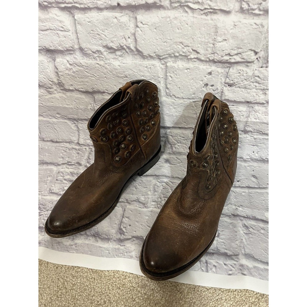 FRYE Wyatt Disc Leather Short Boot Brown Women Sz 7.5B